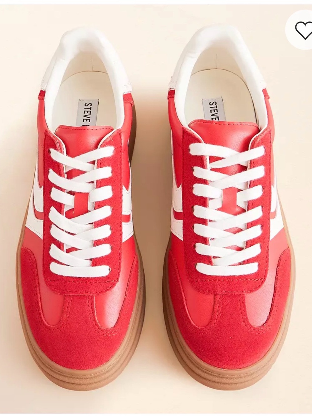 NEVER WORN Steve Madden Red and White Low-Top Lace-Up Sneakers